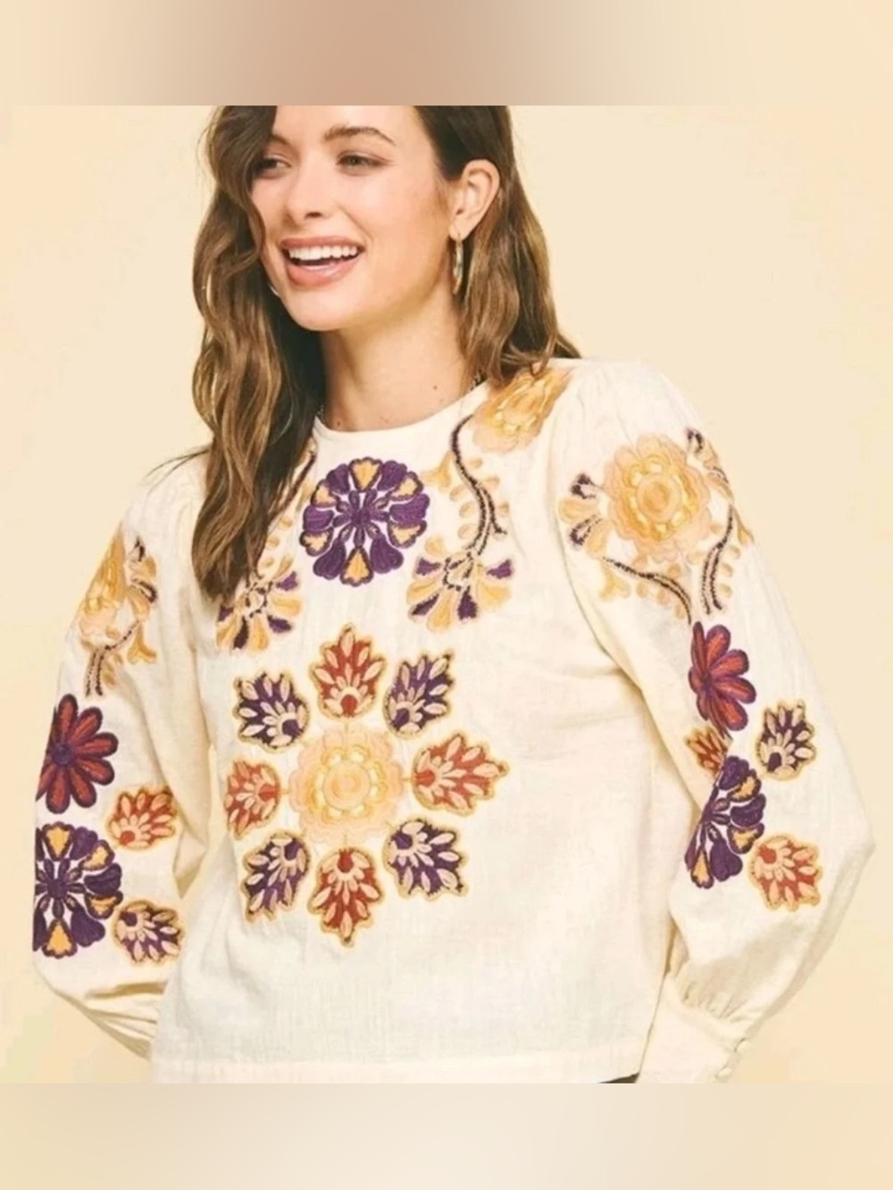 Pinch "Seneca" Embroidered Top - S